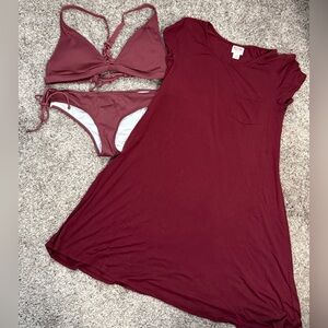 NWT. VS Swim Suit, top large, bottom medium.  Mossimo dress, size medium